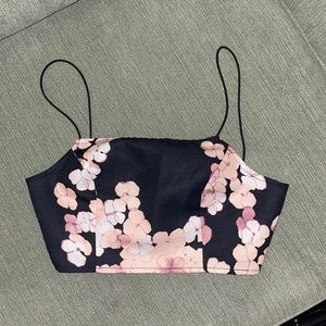 Tobi Floral Zip-up Crop Top